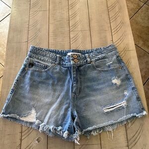 Kancan Distressed Light Wash Jean Shorts
